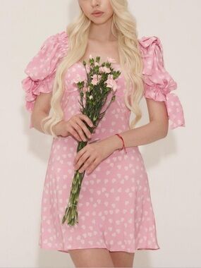 Selkie The Two Hearts Puff Sleeve Silk Mini Poet Dress